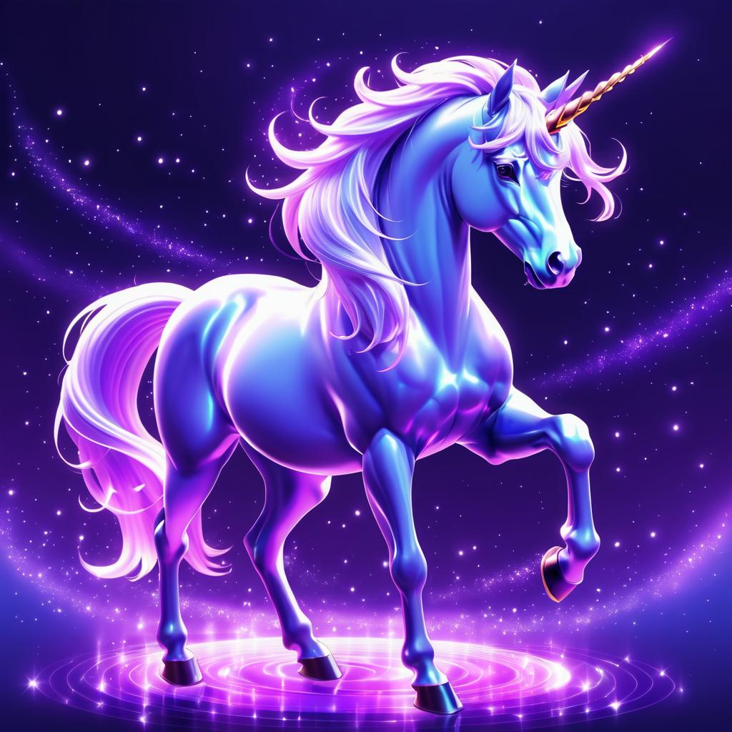 Ethereal Purple Unicorn Anime Illustration