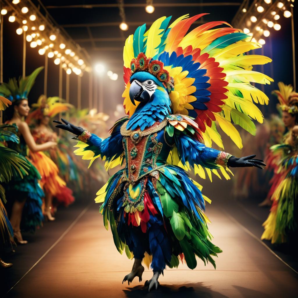 Parrot in Carnival Costume Catwalk Showcase