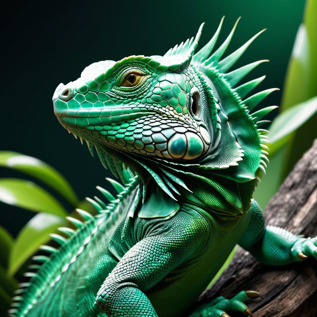 Stunning 3D Render of Jade Green Iguana