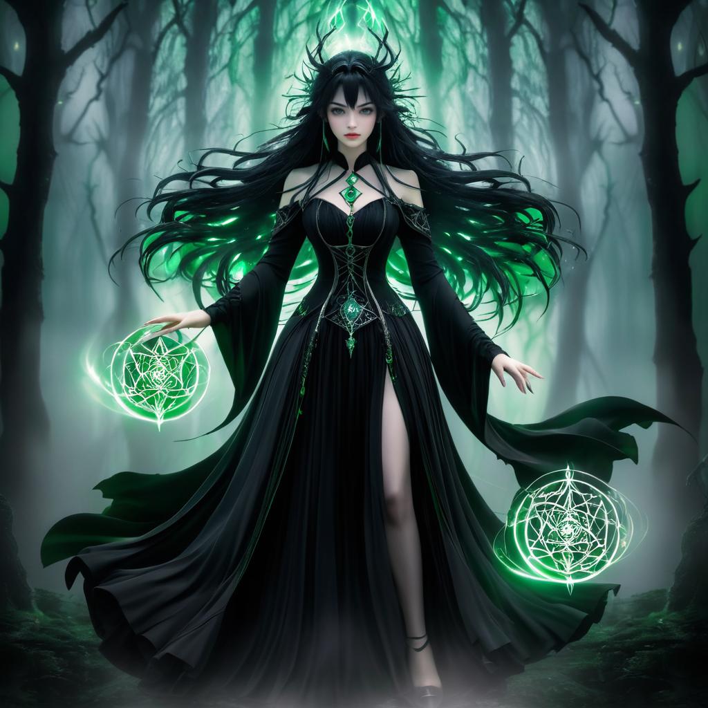 Enigmatic Witch in Enchanted Forest