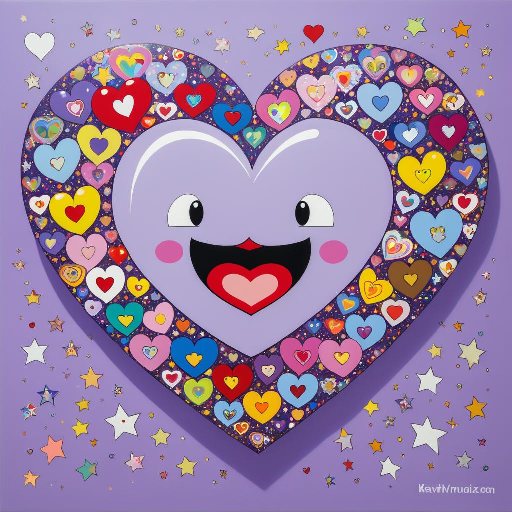 Cheerful Heart with Playful Face Artwork