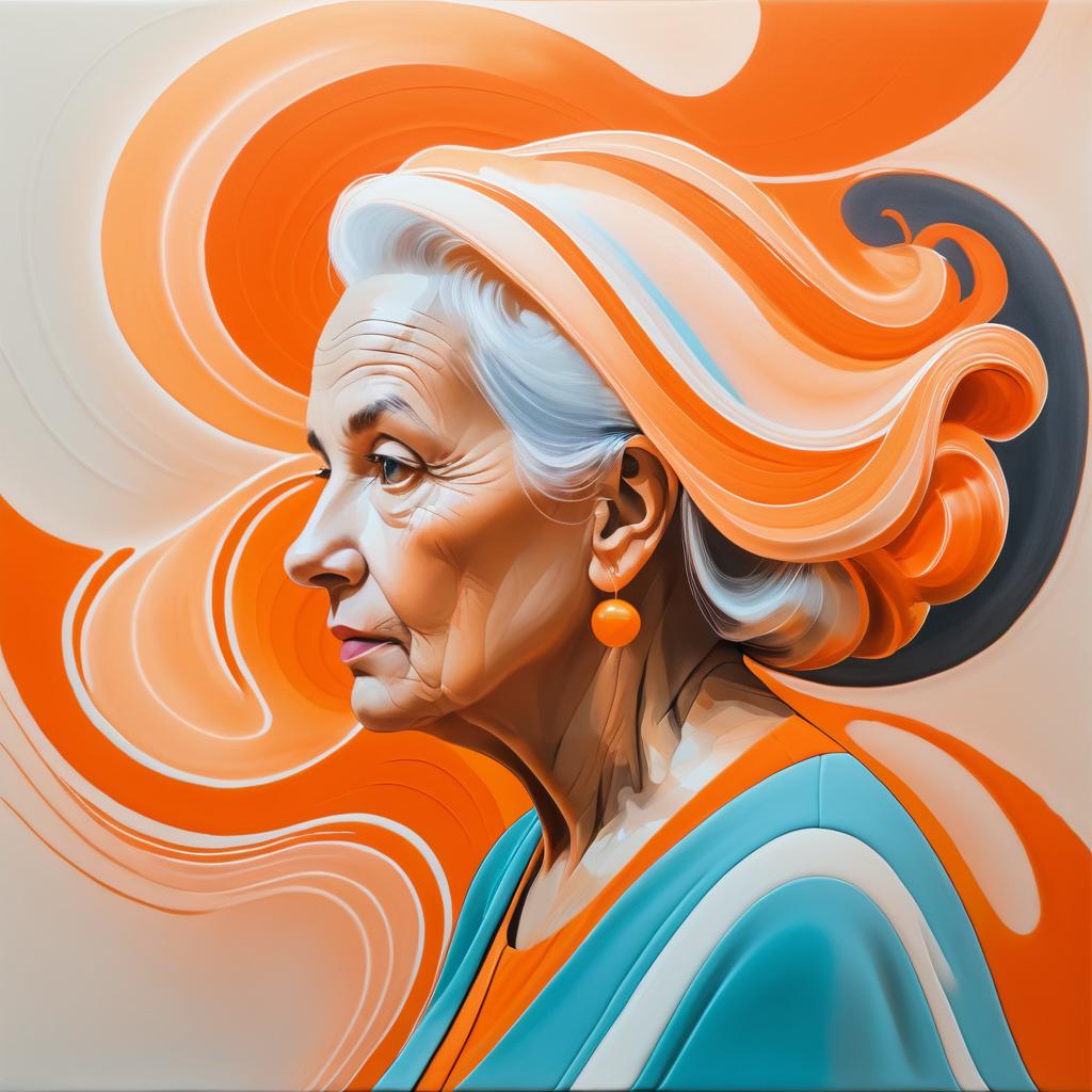 Surreal Two-Tone Portrait of Elderly Woman