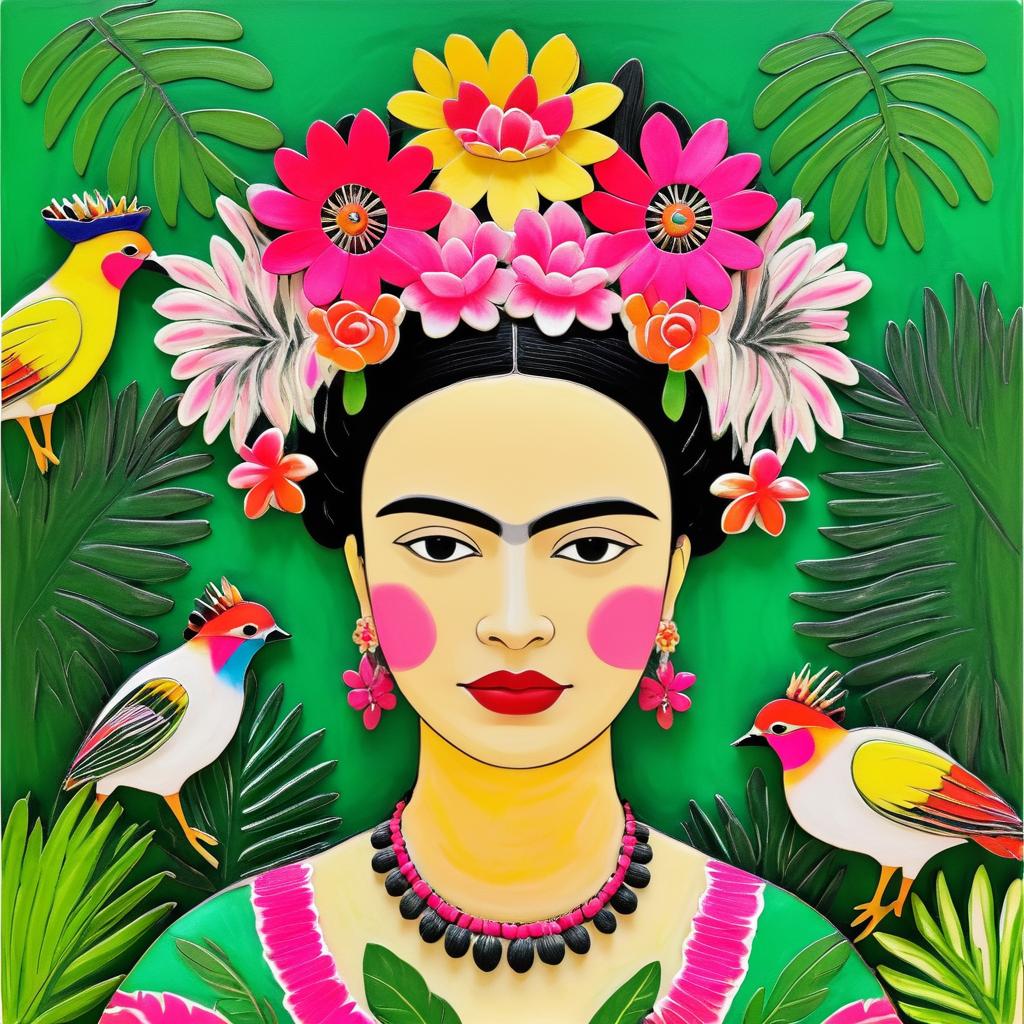 Surrealist Portrait in Frida Kahlo Style