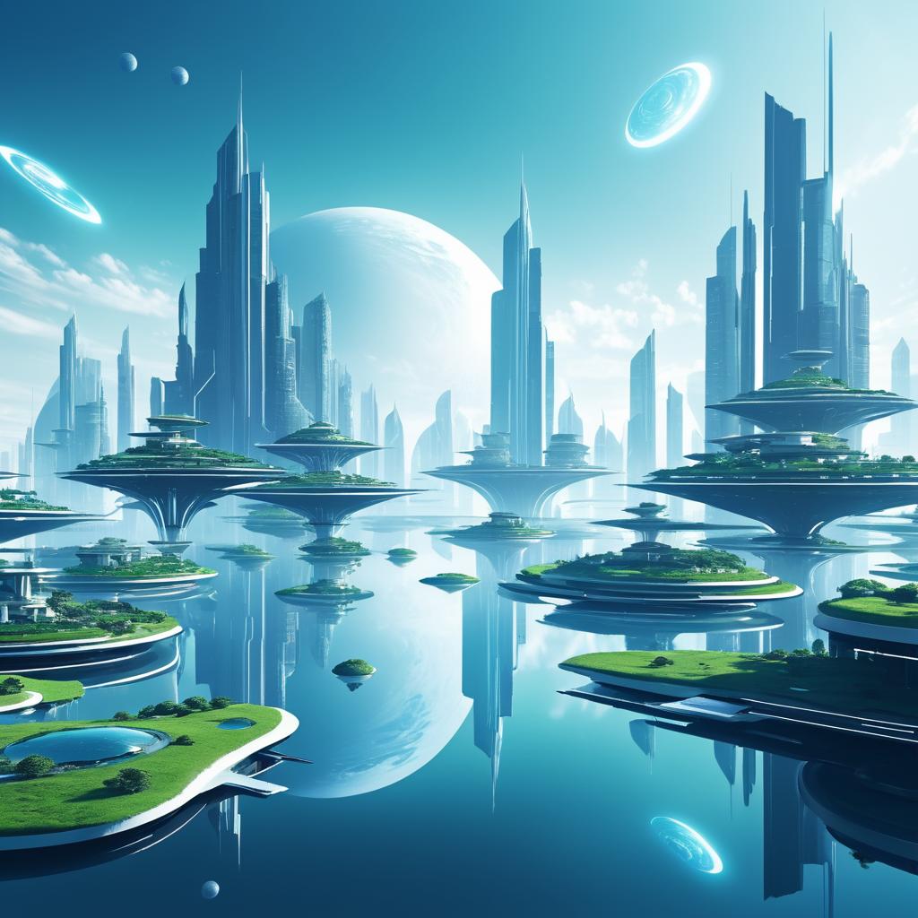 Futuristic Cityscape with Floating Islands