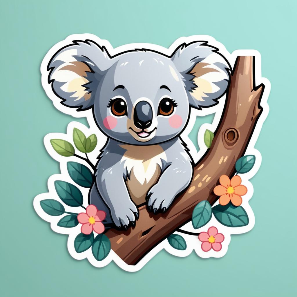 Vibrant Kawaii Koala Sticker Design