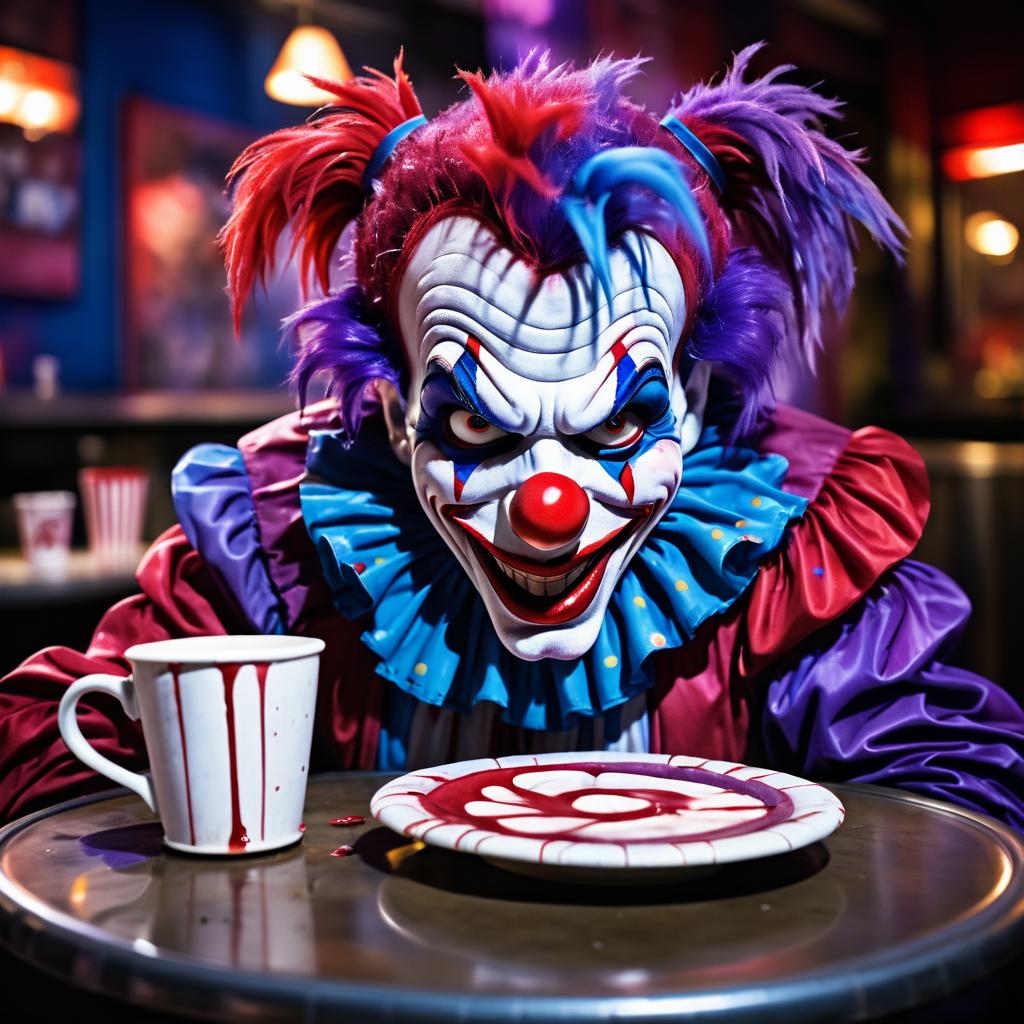 Creepy Clown Haunts a Coffee Shop