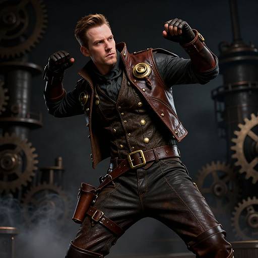 Steampunk Gimp Outfit in Industrial Setting