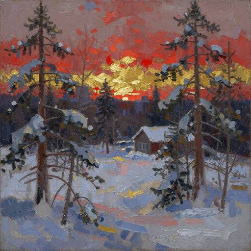 Impressionistic Snowy Lapland Forest