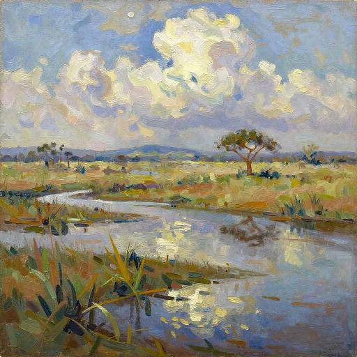 Sunlit Floodplain Savannah Scene