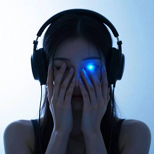 Mysterious Blue-Toned Cyber Figure