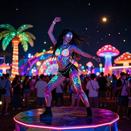 Neon Dancer at Futuristic Rave Carnival