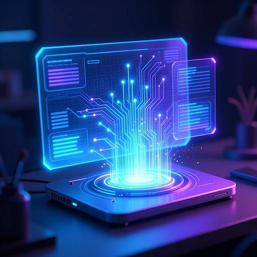 Futuristic AI Interface with Holograms