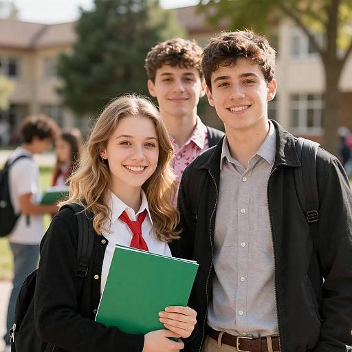 Group of Smiling High School Students Outdoors