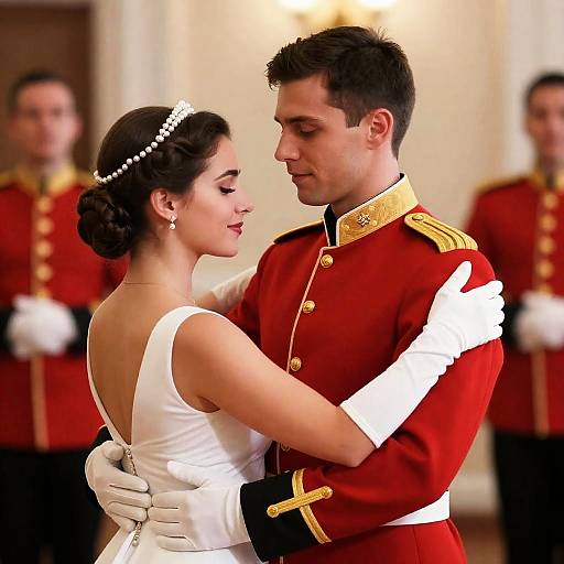Romantic Dance in Military Uniforms