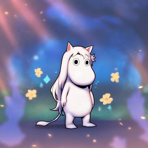 Illustration of Moomintroll, moomin in the style of Phantom ix row