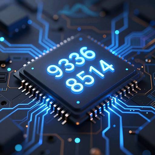 Futuristic Glowing Data Chip Close-Up