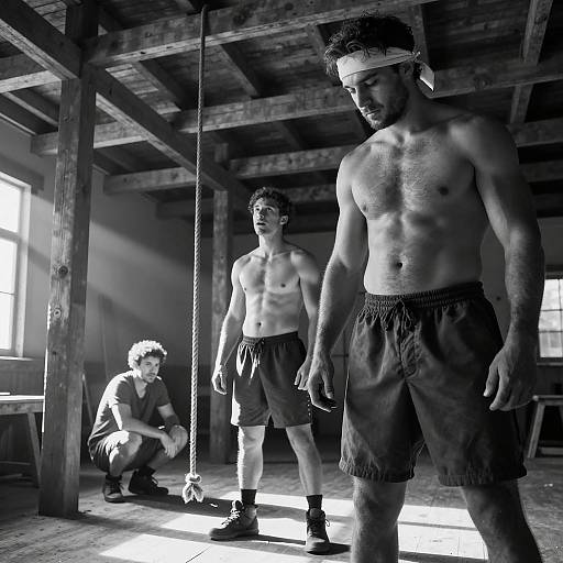 Dramatic Warehouse Scene in Black and White