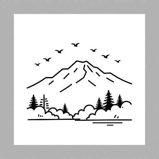 Minimalist Black-and-White Mountain Landscape