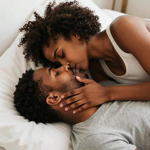 Intimate Moment: Black Couple Kissing