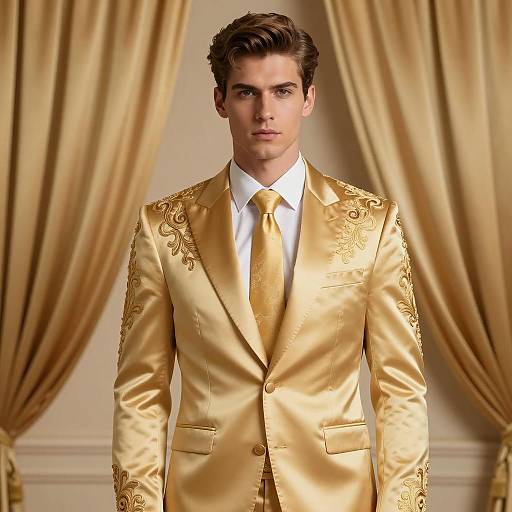 Young Man in Golden Satin Suit