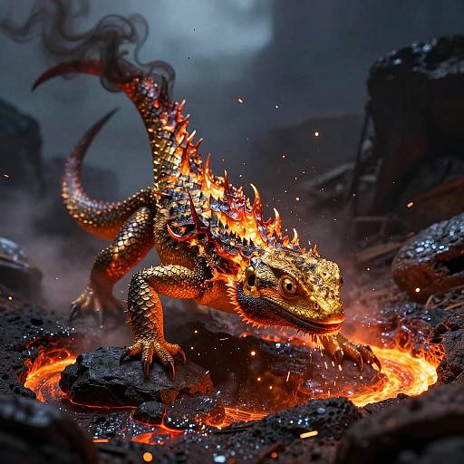 Ember Lizard in Fiery Twilight