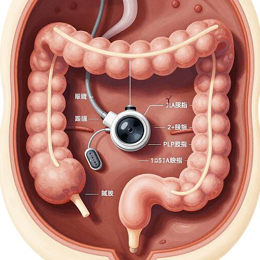 Detailed Colonoscopy Medical Illustration