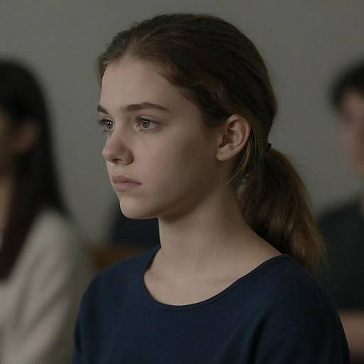 Serious Young Woman in Dim Light