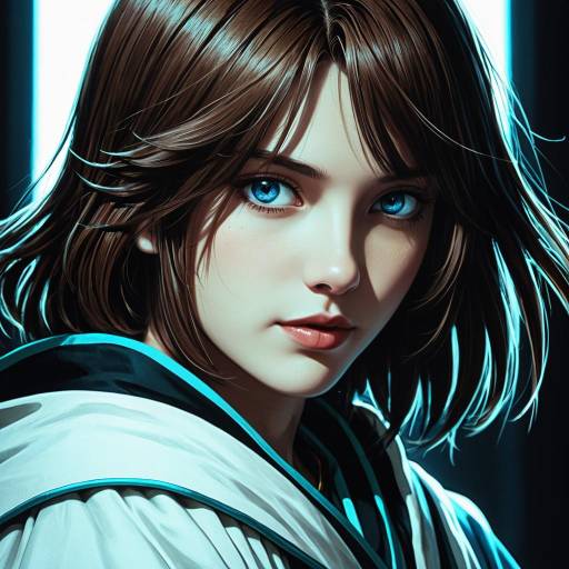 Portrait of Young Woman with Blue Eyes