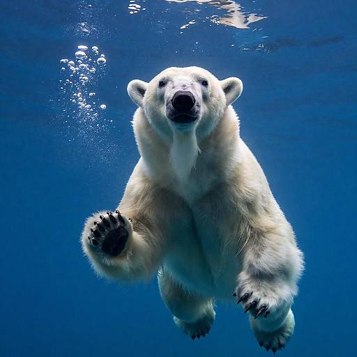 Underwater Polar Bear in Sunlit Ocean