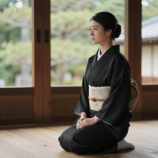 Serene Asian Woman in Traditional Kimono