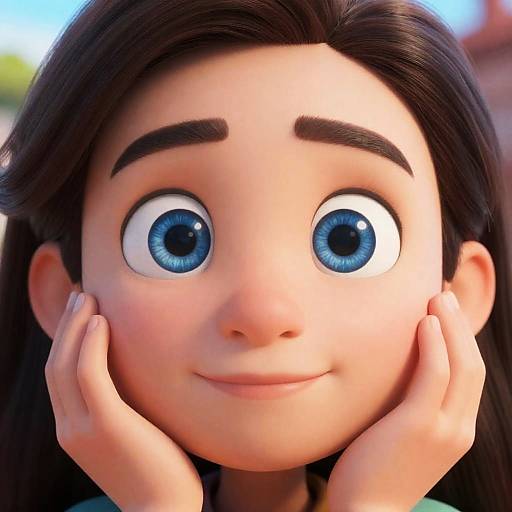 Close-Up of a CGI Character with Blue Eyes