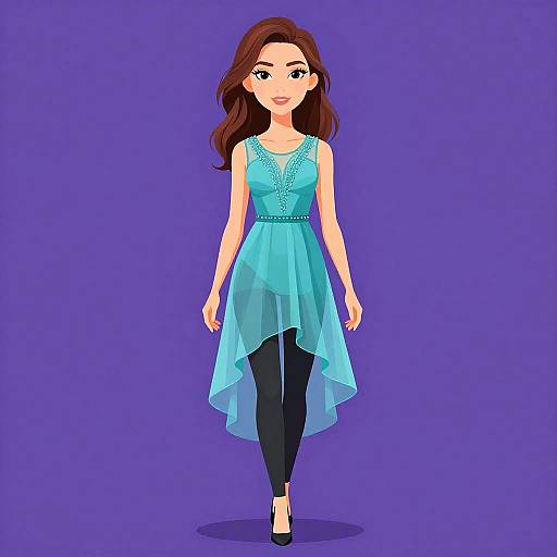 Elegant Woman in Teal Chiffon Tunic