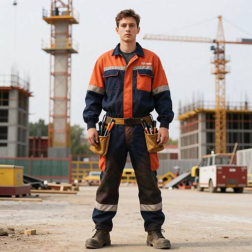 Avant-Garde Lineman at Construction Site