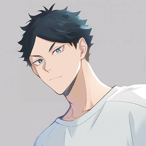 Illustration of Akaashi keiji, haikyuu!! in the style of Aki (neyuki41028)