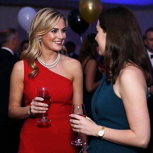 Two Women Socializing at Formal Event
