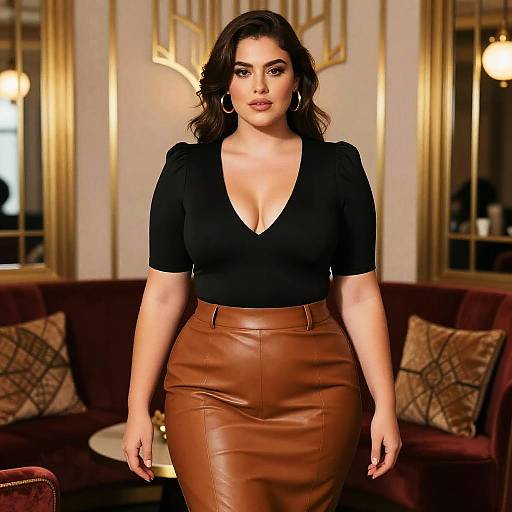 Chic Woman in Art Deco Lounge