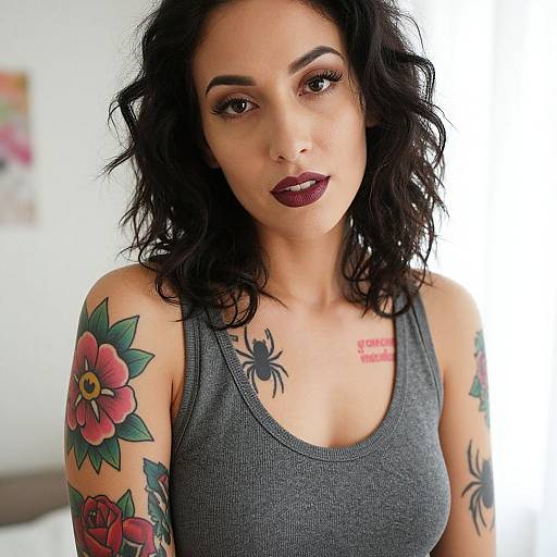 Tattooed Woman with Dark Hair