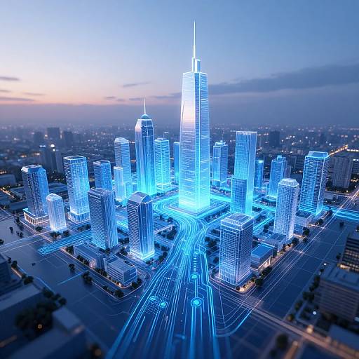 Futuristic City Blueprint Cyberpunk