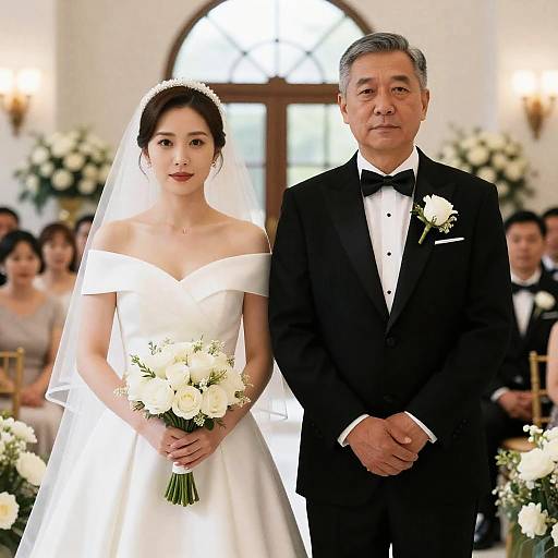 Formal Wedding Photo with Bride and Groom