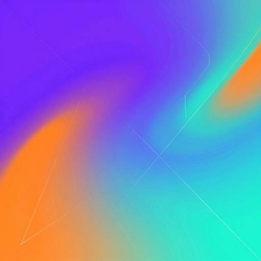 Abstract digital art with a gradient from bright orange to vivid blue, blending smoothly with subtle diagonal lines in the background.