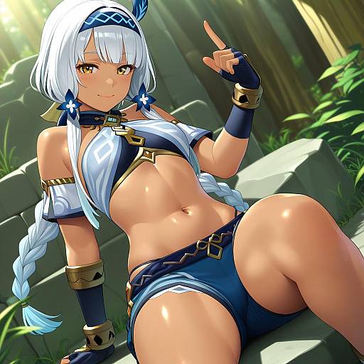 Illustration of Mualani (genshin impact), genshin impact in the style of Itto (mentaiko)