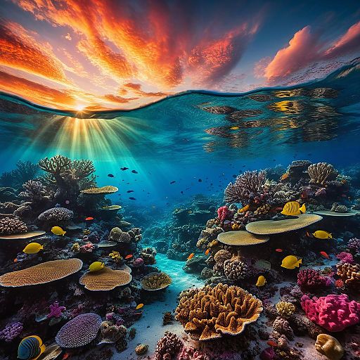 Majestic Coral Reef at Sunset Skyline