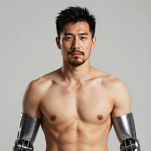 Realistic Mature Male with Mechanical Arms