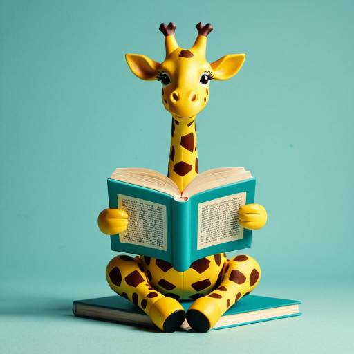 3D Toy Giraffe Reading a Book