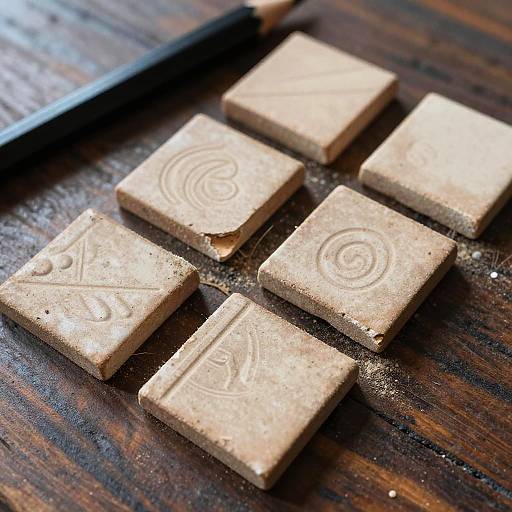 Close-Up of Broken Tiles on Wood