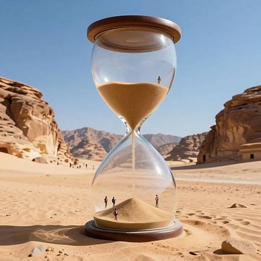 Surreal Giant Hourglass Desert Scene