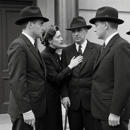 Vintage Black-and-White Portrait of Three