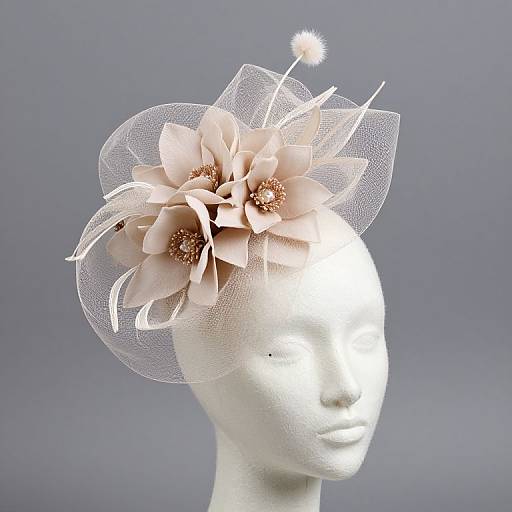 Elegant Beige Winter Racing Fascinator