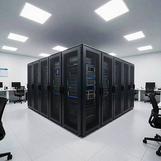 Photorealistic Bright Server Room Interior