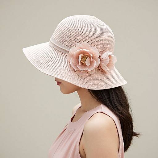 Elegant Woman in Blush Sunhat